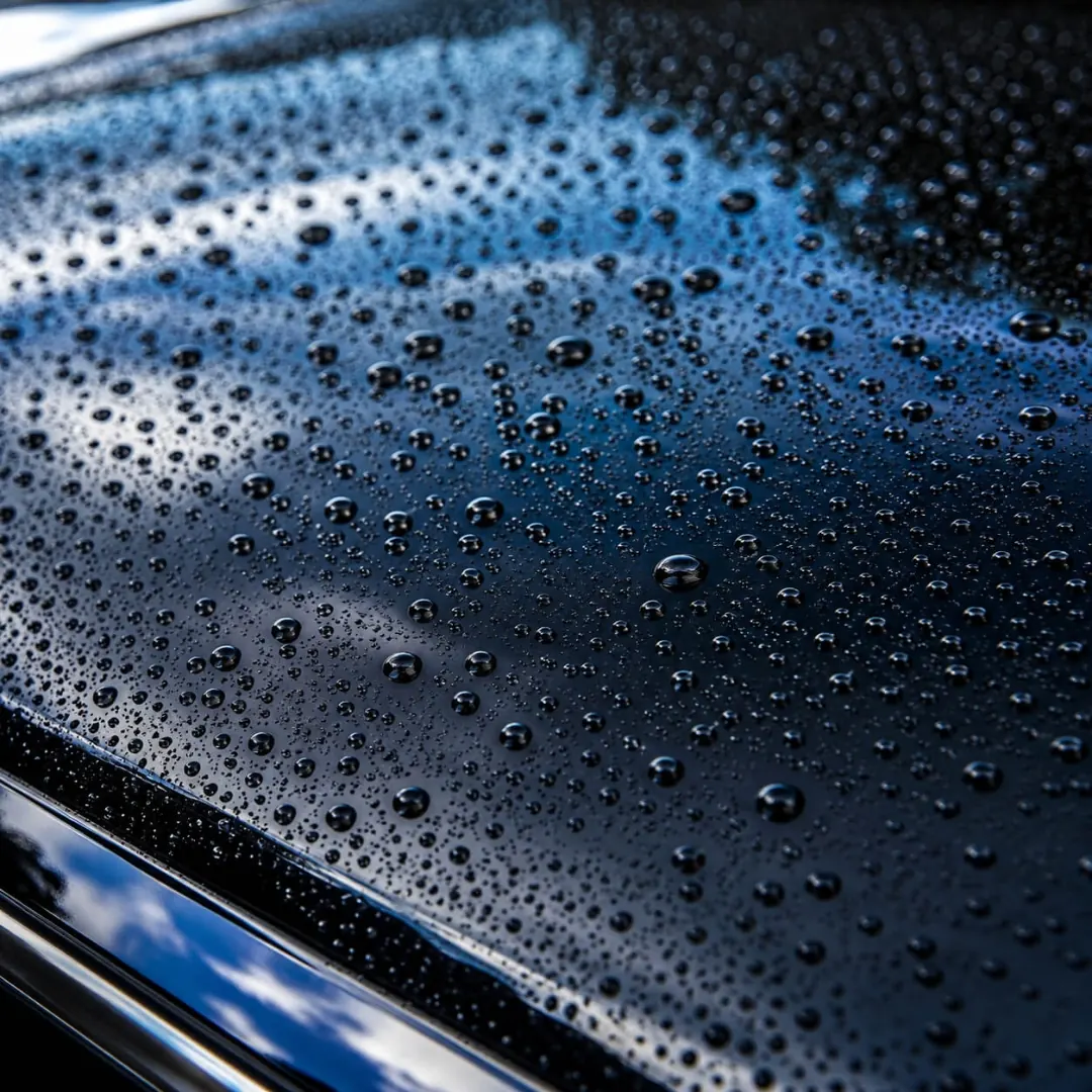 Water beading on freshly sealed paint